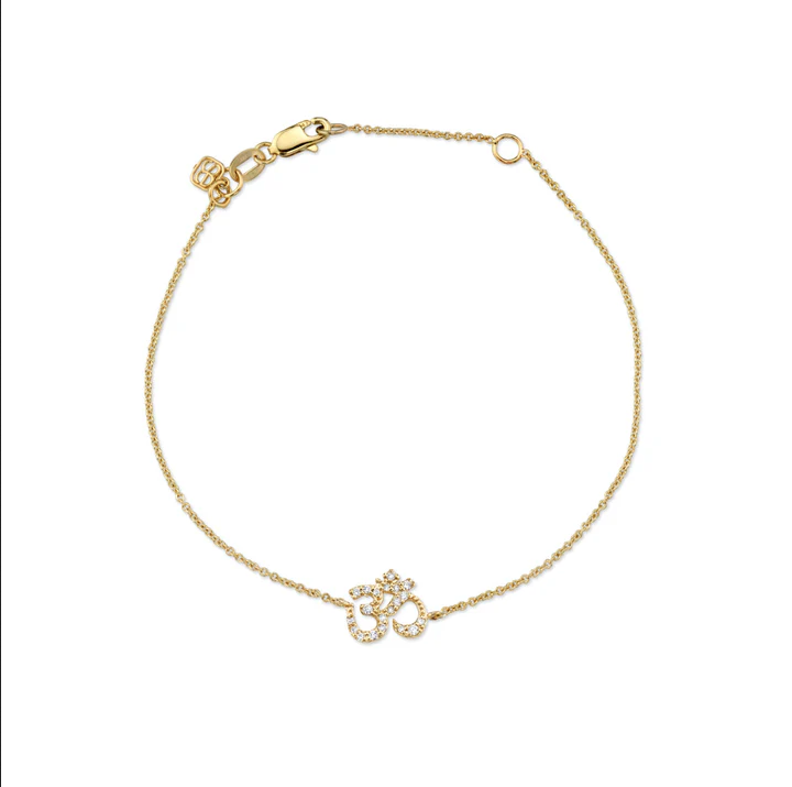 SYDNEY EVAN 14K Pave Diamond Om Bracelet