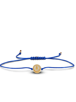 SYDNEY EVAN 14K Diamond Horseshoe & Eye Blue Cord Bracelet