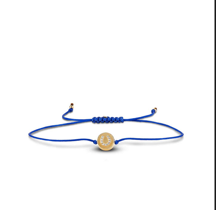 SYDNEY EVAN 14K Diamond Horseshoe & Eye Bead Cord Bracelet