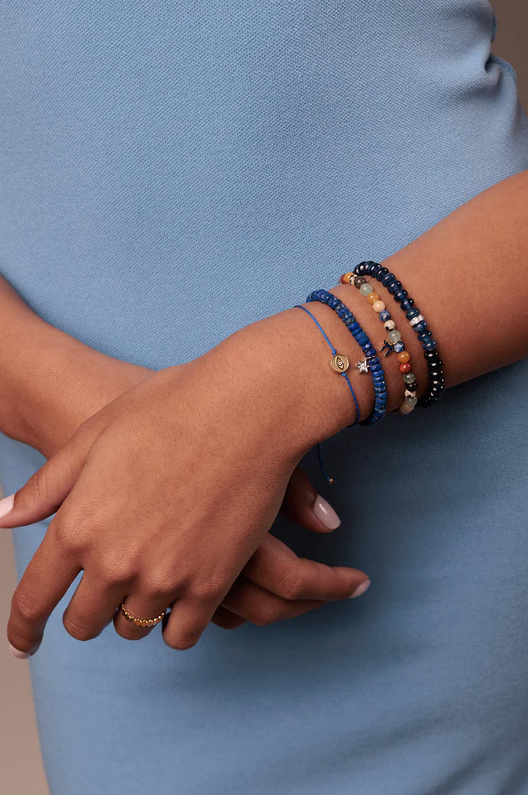 SYDNEY EVAN 14K Diamond Horseshoe & Eye Bead Cord Bracelet