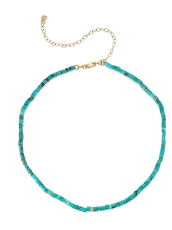 SYDNEY EVAN Turquoise Heishi with Diamond Rondelle Necklace
