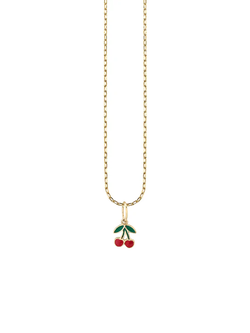 SYDNEY EVAN Mini Enamel Cherry Charm Necklace