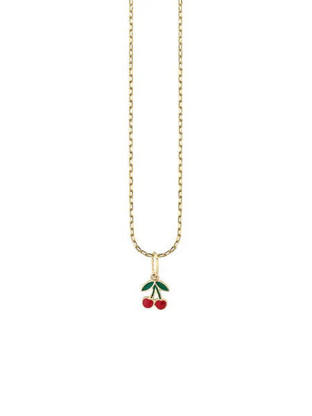 SYDNEY EVAN Mini Enamel Cherry Charm Necklace