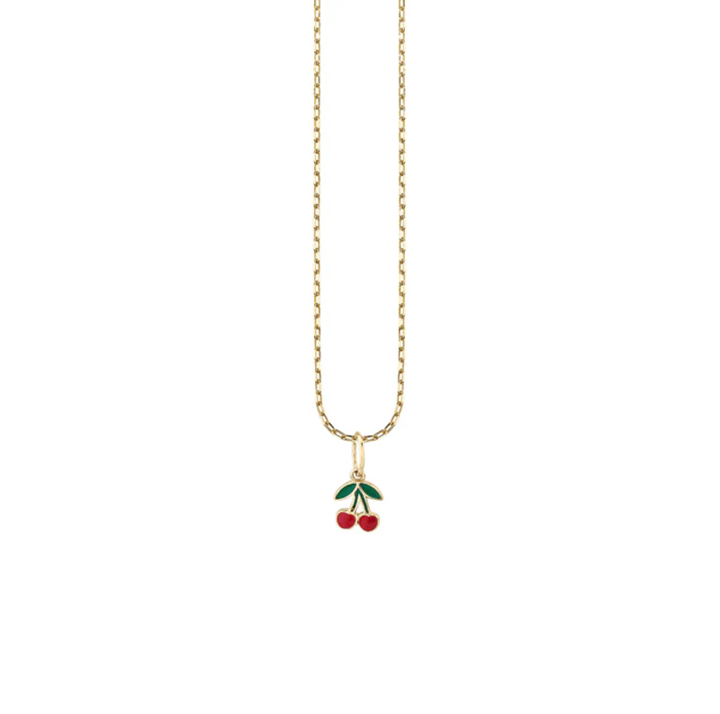 SYDNEY EVAN Mini Enamel Cherry Charm Necklace
