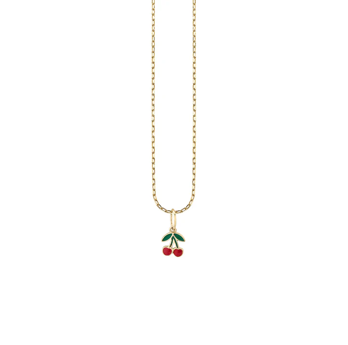 SYDNEY EVAN Mini Enamel Cherry Charm Necklace