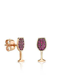 SYDNEY EVAN Ruby Wine Glass Stud Single Earring