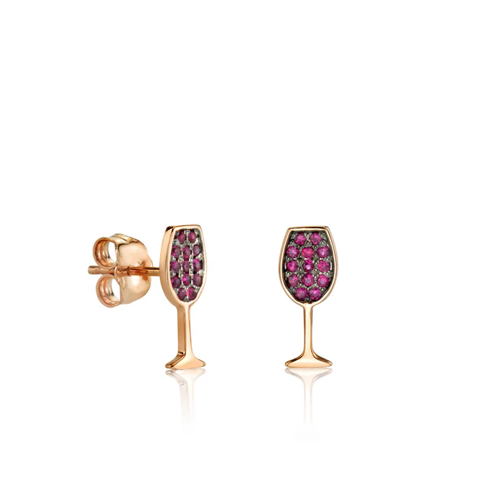 SYDNEY EVAN Ruby Wine Glass Stud Single Earring