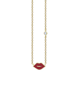 SYDNEY EVAN Mini Enamel Lips Necklace