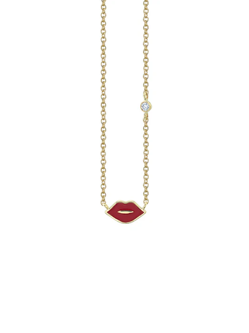 SYDNEY EVAN Mini Enamel Lips Necklace