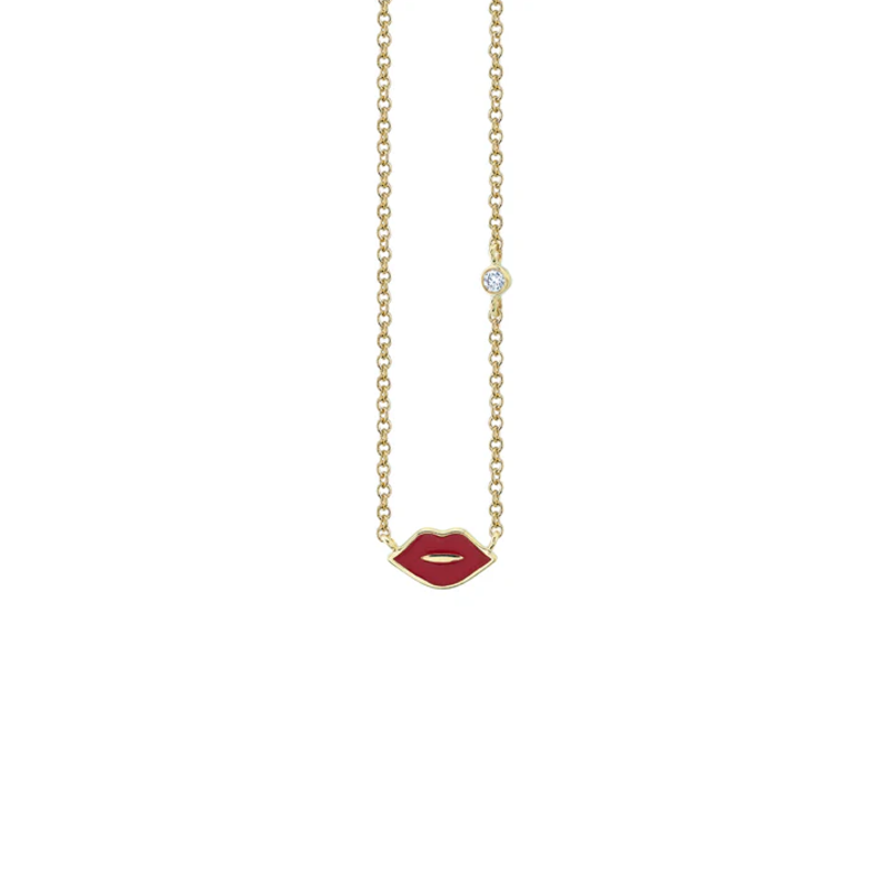 SYDNEY EVAN Mini Enamel Lips Necklace