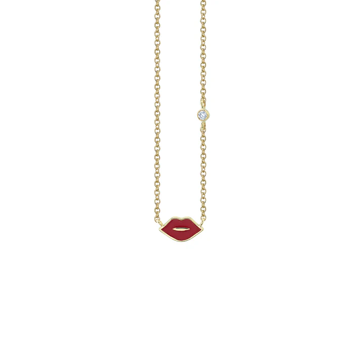 SYDNEY EVAN Mini Enamel Lips Necklace