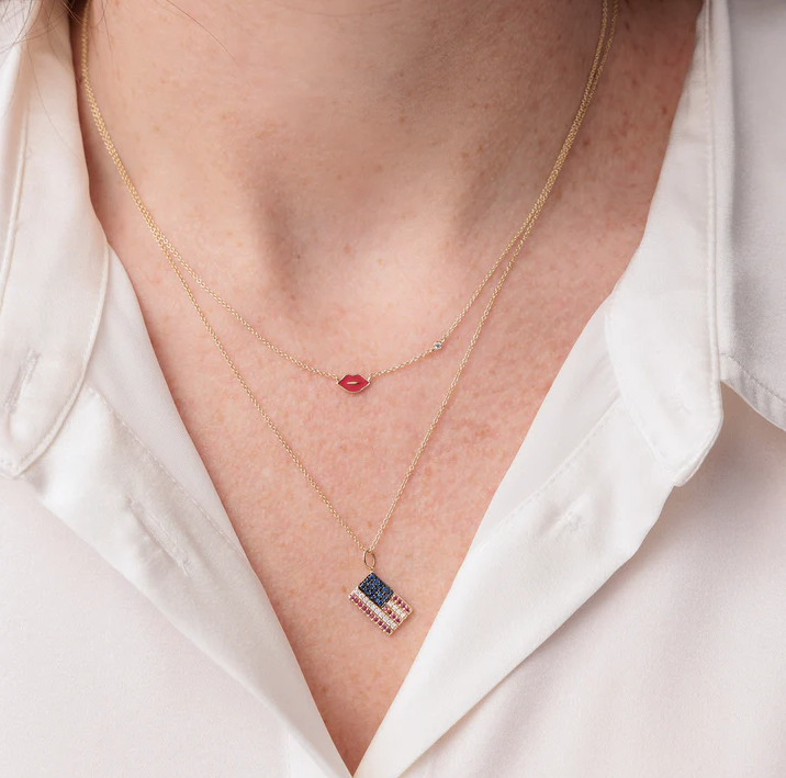 SYDNEY EVAN Mini Enamel Lips Necklace