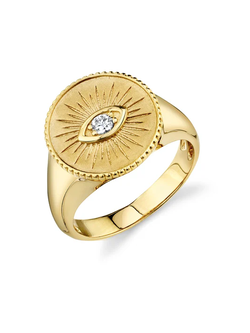 SYDNEY EVAN 14K Diamond Marquise Eye Coin Signet Ring