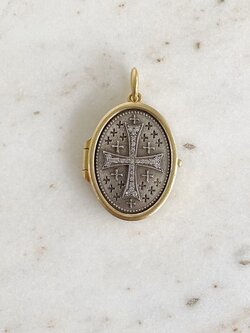 ERICA MOLINARI Two Tone Locket with Diamond Cross