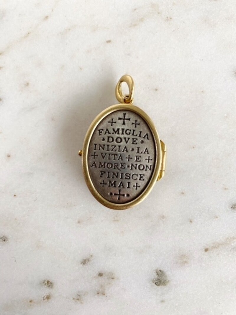 ERICA MOLINARI Two Tone Locket with Diamond Cross