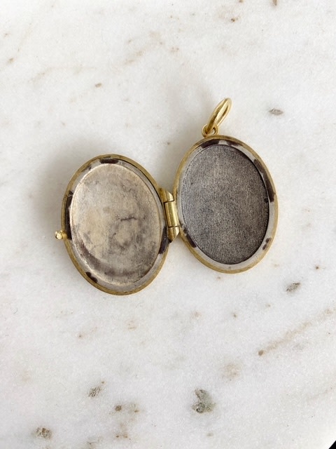 ERICA MOLINARI Two Tone Locket with Diamond Cross