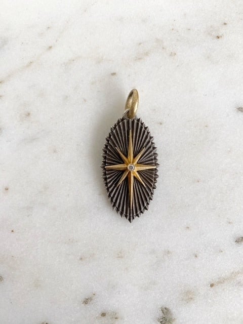 ERICA MOLINARI Two Tone Oval North Star with Diamond