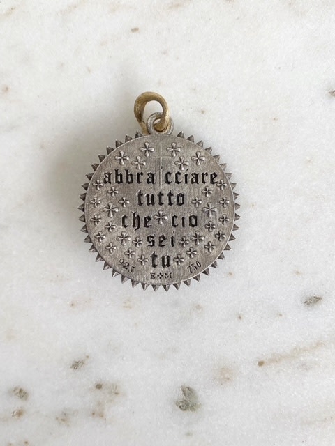 ERICA MOLINARI Round Two Tone Diamond Cross with Emerald