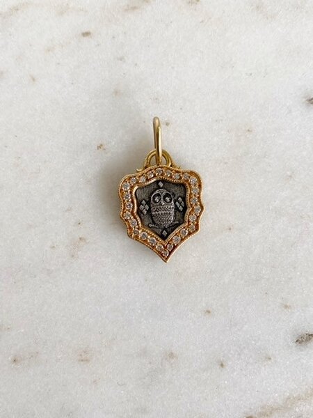 ERICA MOLINARI Two Tone Owl with Pave Diamonds