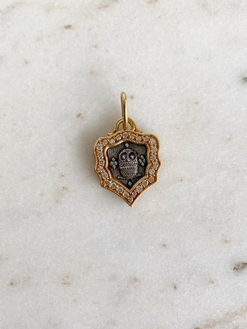 ERICA MOLINARI Two Tone Owl with Pave Diamonds