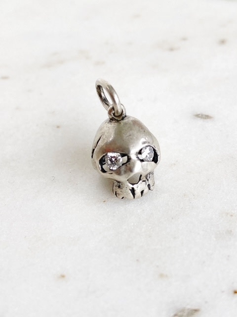 ERICA MOLINARI Sterling Hollow Skull with Diamond Eyes .14ct