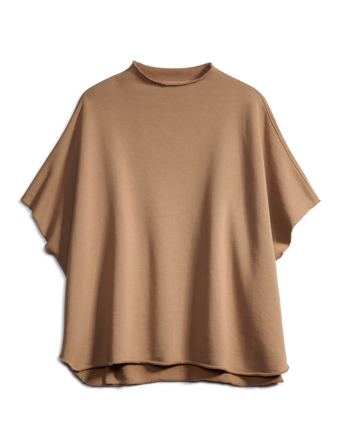 FRANK & EILEEN Audrey Funnel Neck Fleece Capelet - Camel O/S