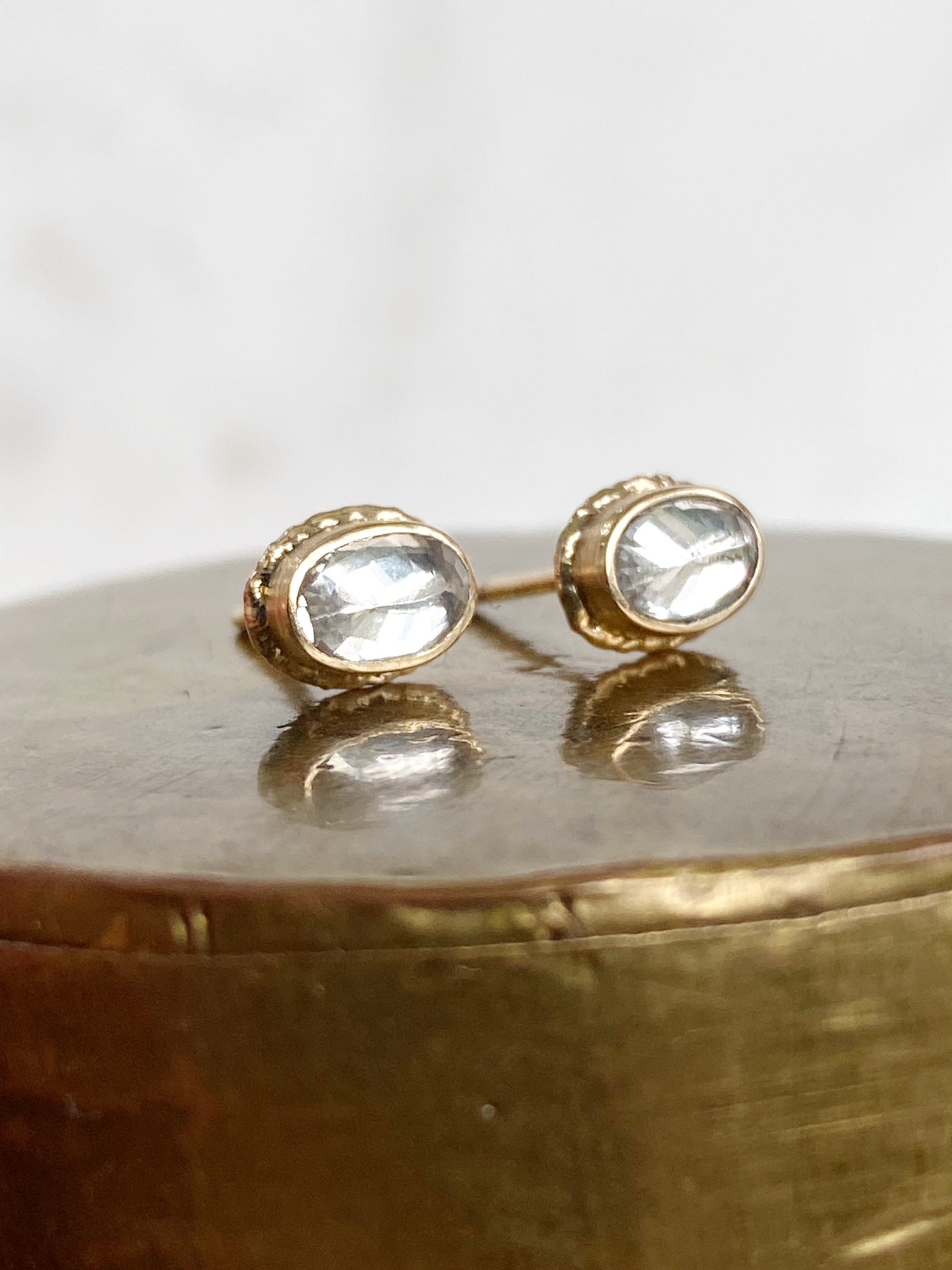 JAMIE JOSEPH Inverted White Sapphire Stud Earrings