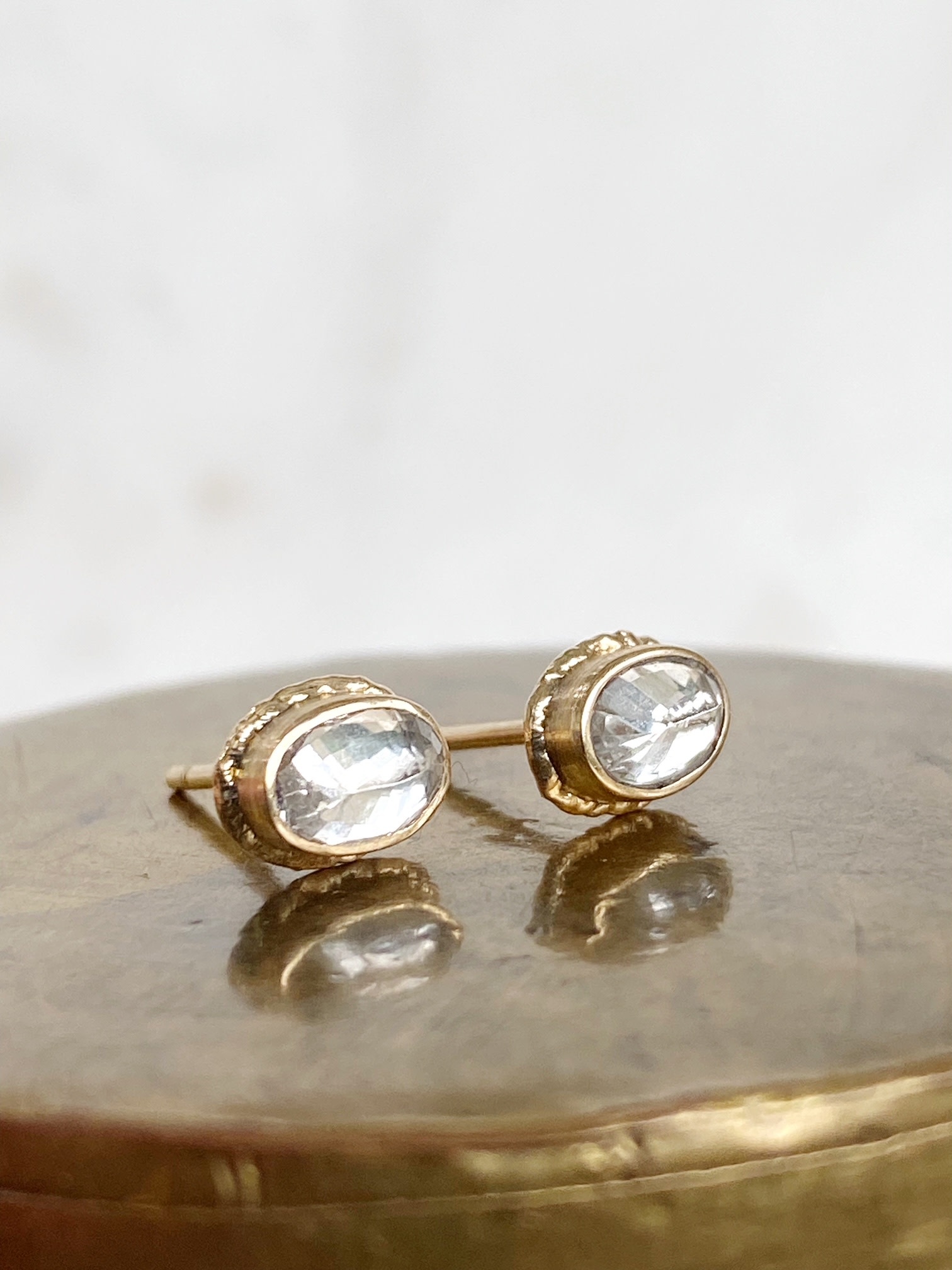 JAMIE JOSEPH Inverted White Sapphire Stud Earrings