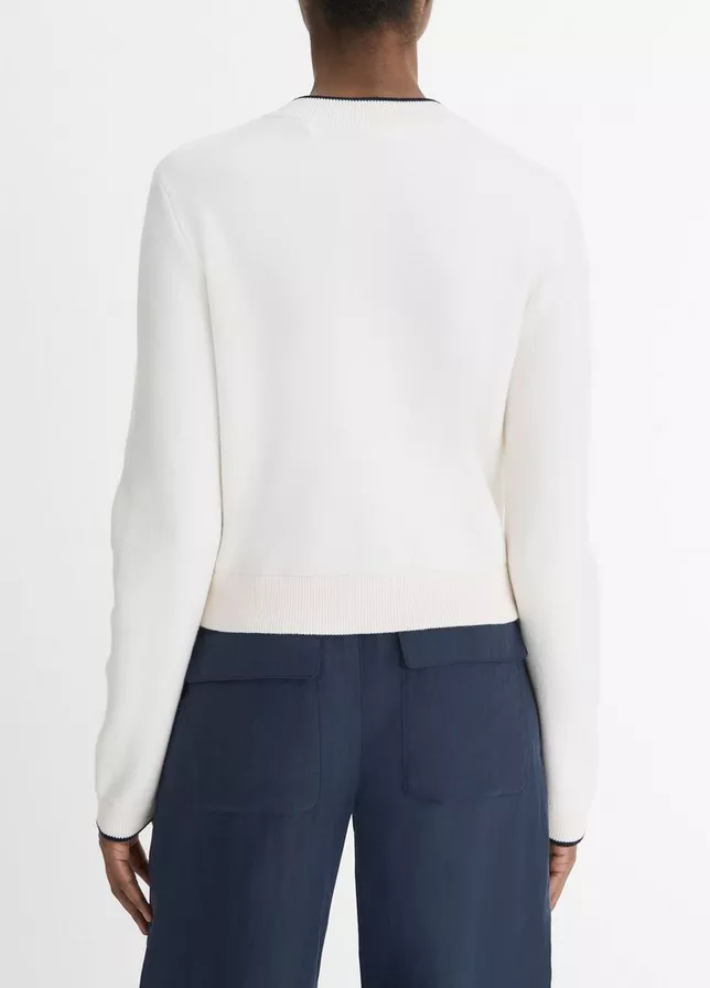 VINCE Navy Trim Snap Cardigan -