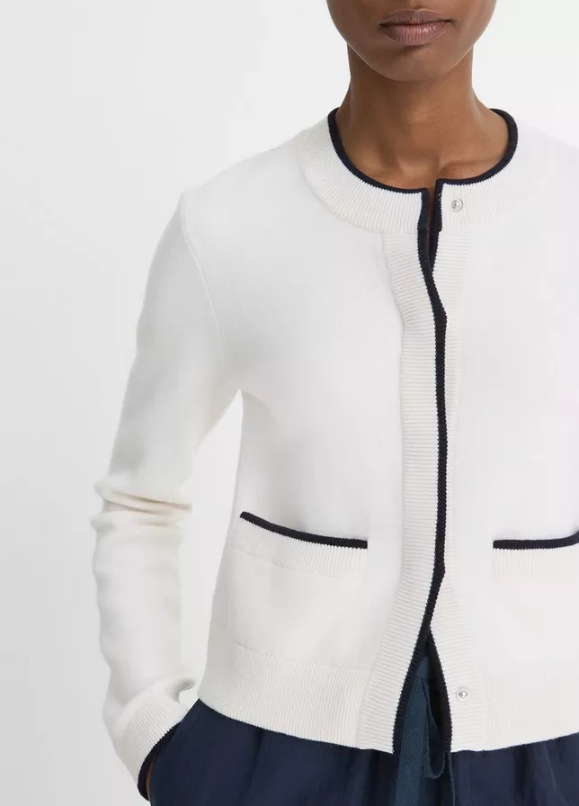 VINCE Navy Trim Snap Cardigan -