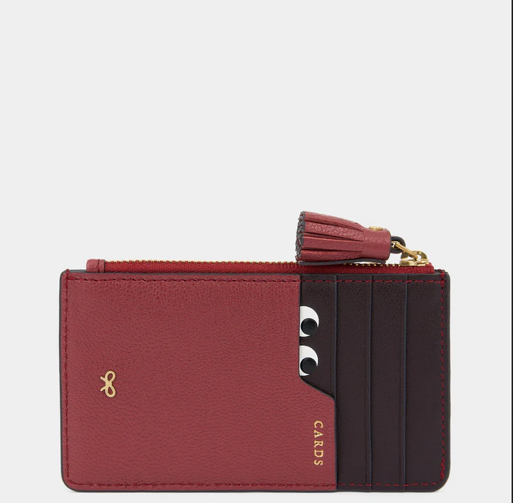 ANYA HINDMARCH Peeping Eyes Zip Card Case - Damson