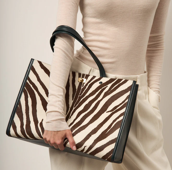 ANYA HINDMARCH Mortimer Tote - Zebra / Ink Green