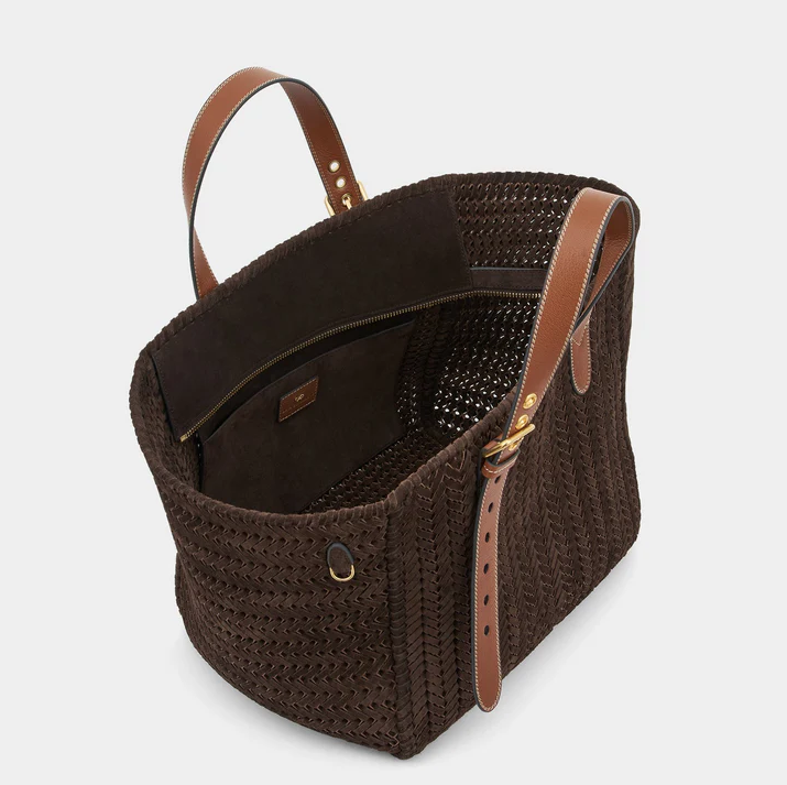 ANYA HINDMARCH Neeson Square Tote - Truffle Suede