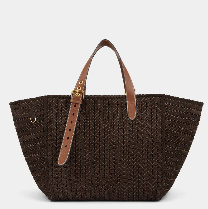 ANYA HINDMARCH Neeson Square Tote - Truffle Suede