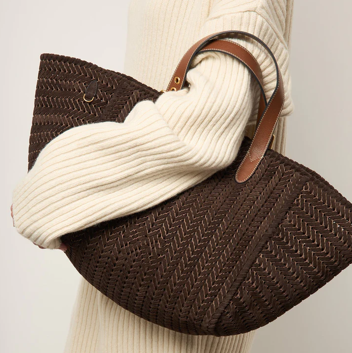 ANYA HINDMARCH Neeson Square Tote - Truffle Suede