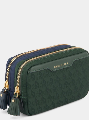 ANYA HINDMARCH Organiser Duo Pouch AH Logo - Dark Holly/Marine