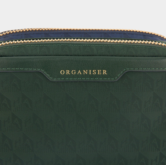 ANYA HINDMARCH Organiser Duo Pouch AH Logo - Dark Holly/Marine