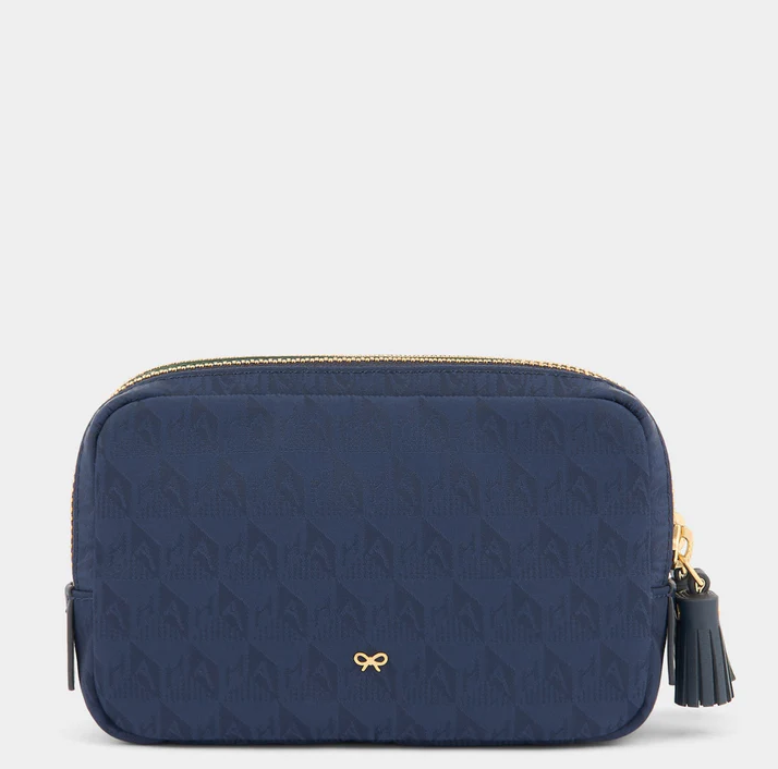 ANYA HINDMARCH Organiser Duo Pouch AH Logo - Dark Holly/Marine
