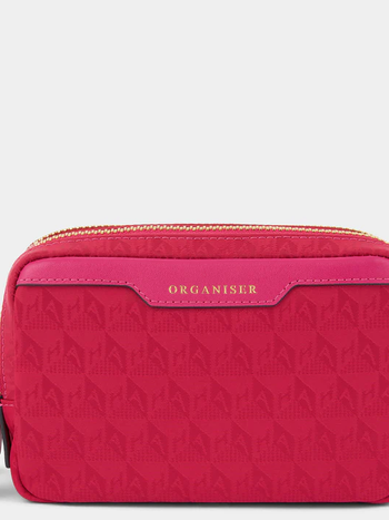 ANYA HINDMARCH Organiser Duo Pouch AH Logo - Magenta/Red