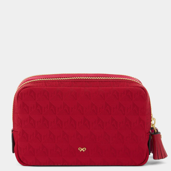 ANYA HINDMARCH Organiser Duo Pouch AH Logo - Magenta/Red
