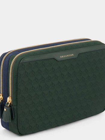 ANYA HINDMARCH A5 Organiser Duo Pouch AH Logo - Dark Holly/Marine