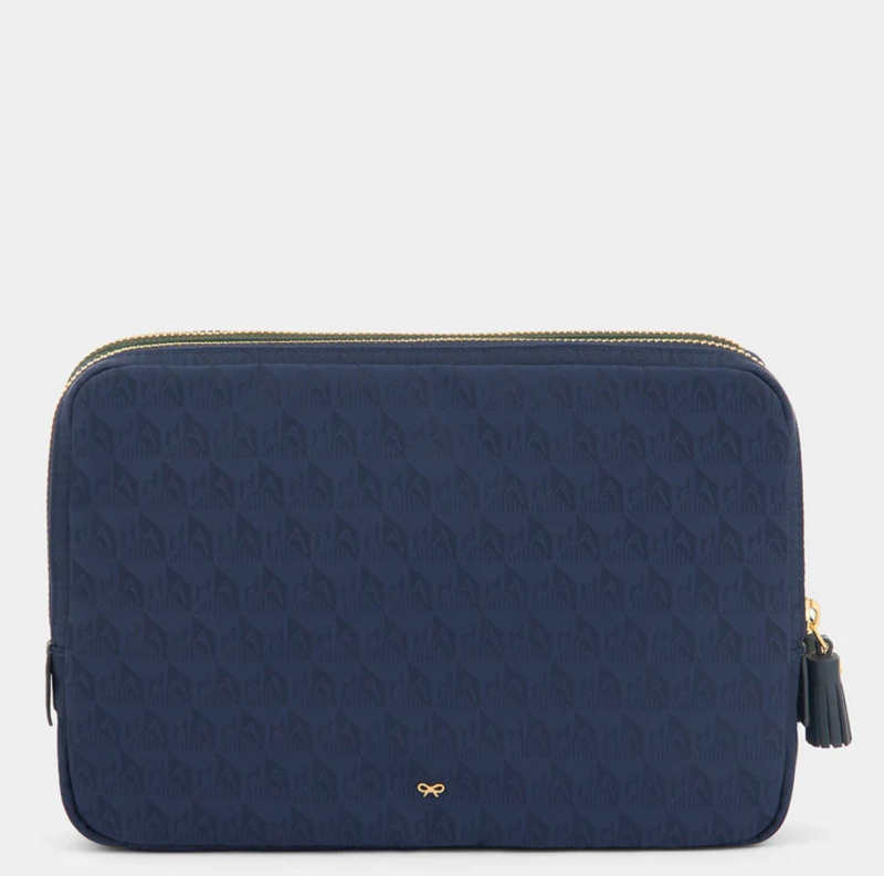 ANYA HINDMARCH A5 Organiser Duo Pouch AH Logo - Dark Holly/Marine