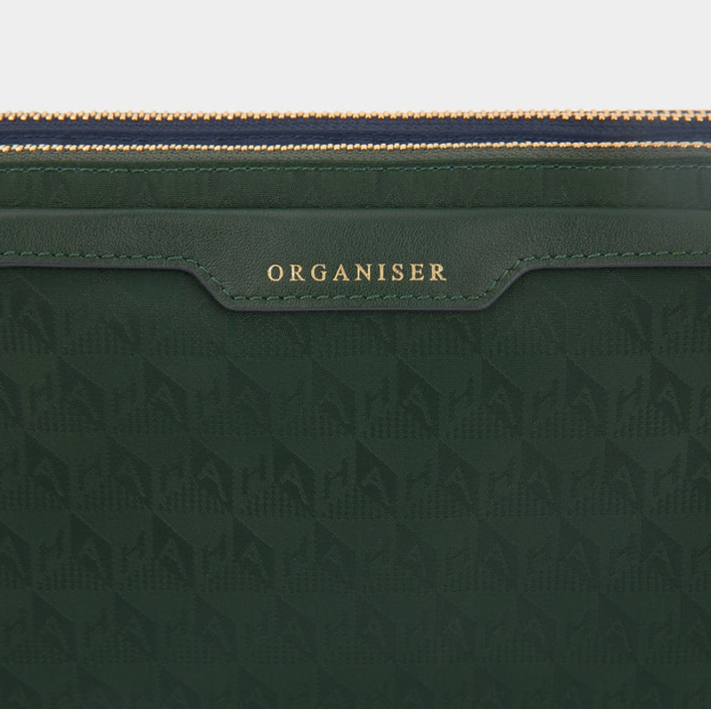ANYA HINDMARCH A5 Organiser Duo Pouch AH Logo - Dark Holly/Marine