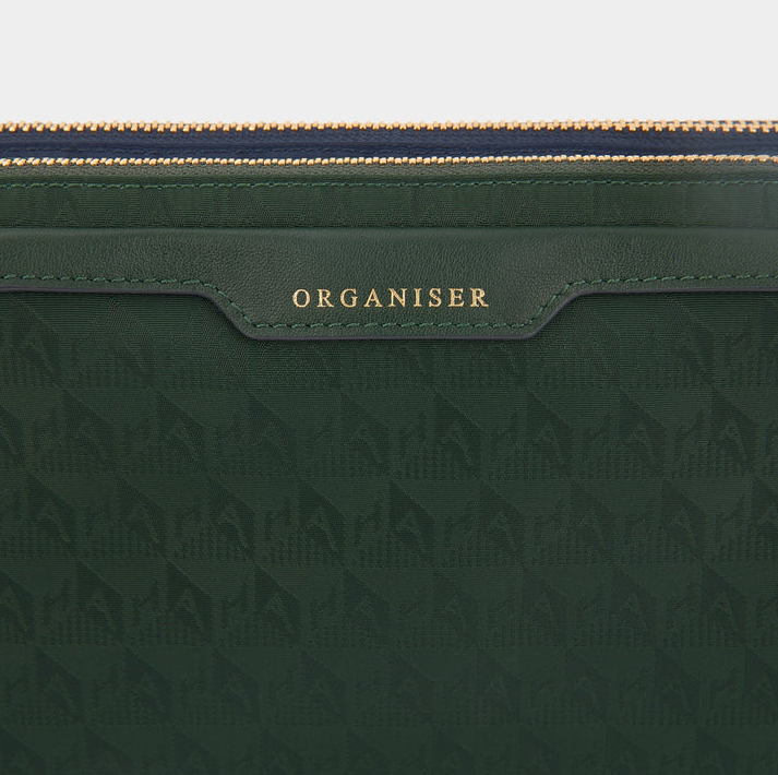 ANYA HINDMARCH A5 Organiser Duo Pouch AH Logo - Dark Holly/Marine