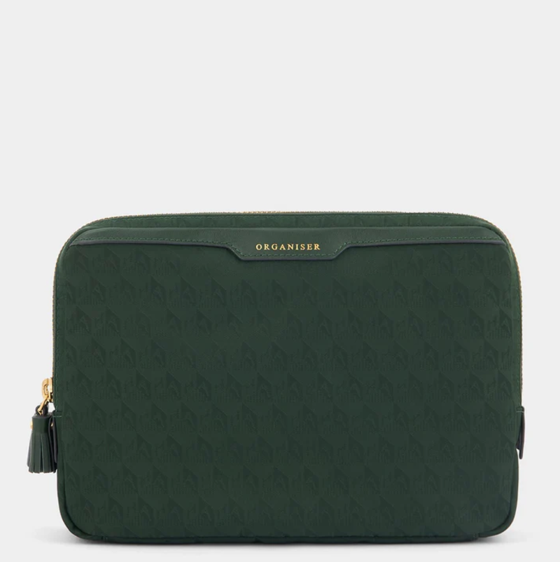 ANYA HINDMARCH A5 Organiser Duo Pouch AH Logo - Dark Holly/Marine