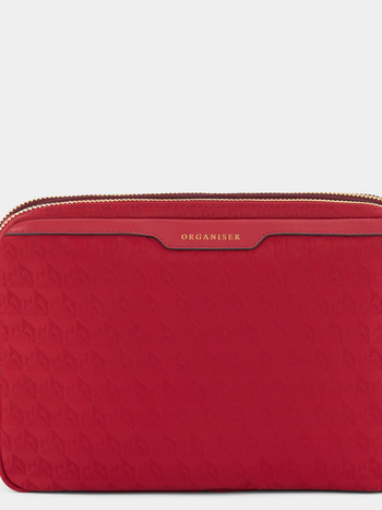 ANYA HINDMARCH A5 Organiser Duo Pouch AH Logo - Red/Medium Red