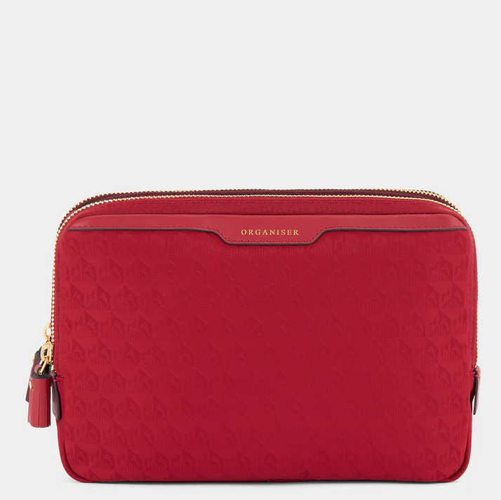 ANYA HINDMARCH A5 Organiser Duo Pouch AH Logo - Red/Medium Red