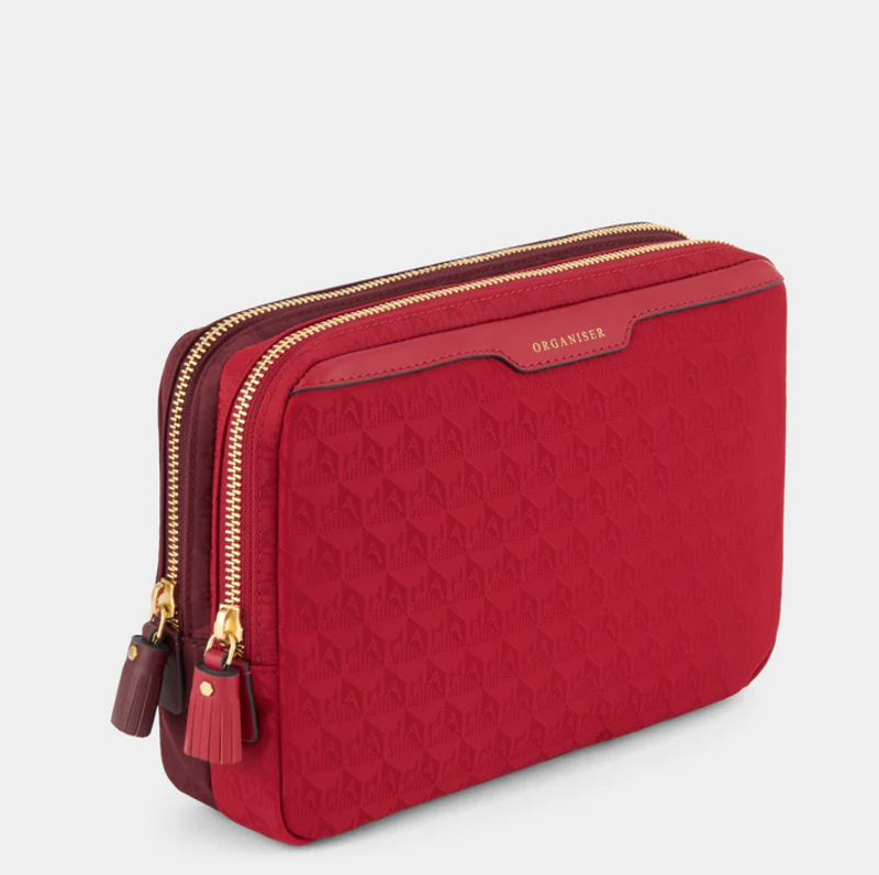 ANYA HINDMARCH A5 Organiser Duo Pouch AH Logo - Red/Medium Red