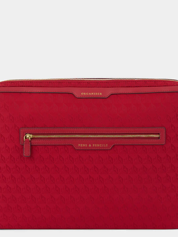 ANYA HINDMARCH Double Laptop Organiser Case AH Logo - Red/Medium Red