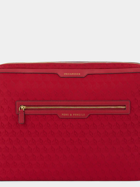 ANYA HINDMARCH Double Laptop Organiser Case AH Logo - Red/Medium Red